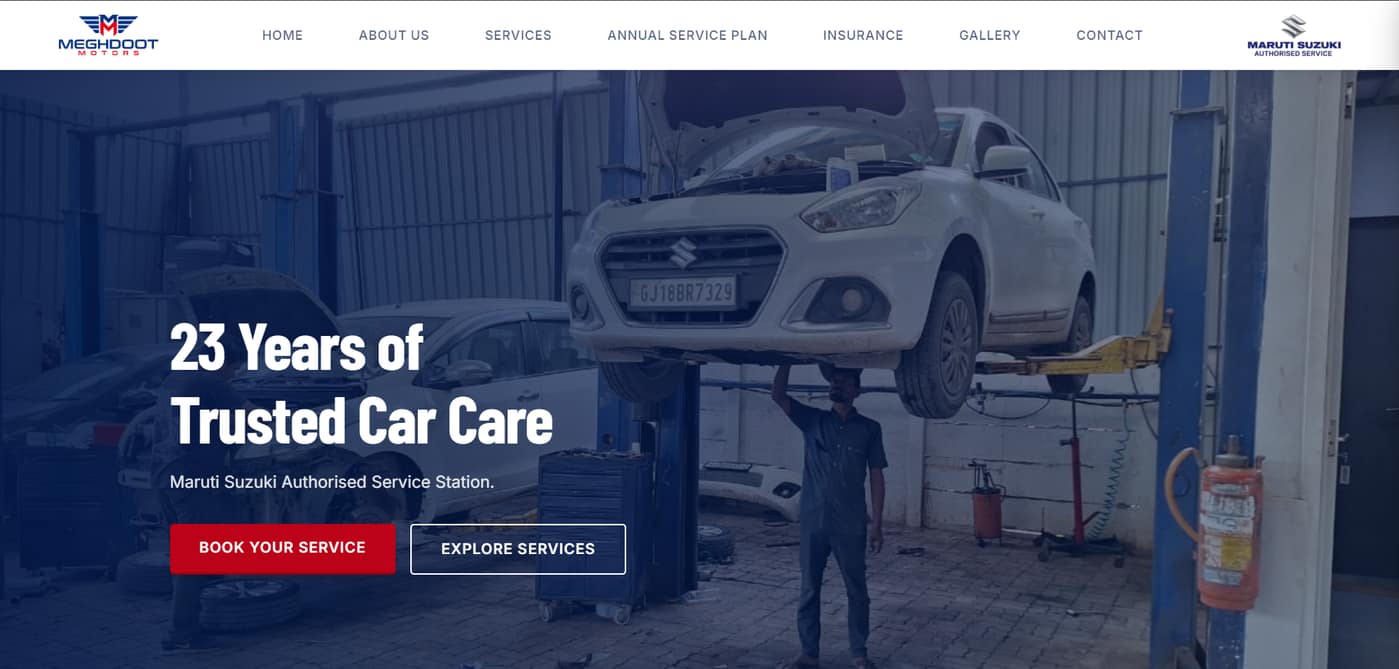 Meghdoot Motors — Maruti Suzuki Authorized Service Center project screenshot